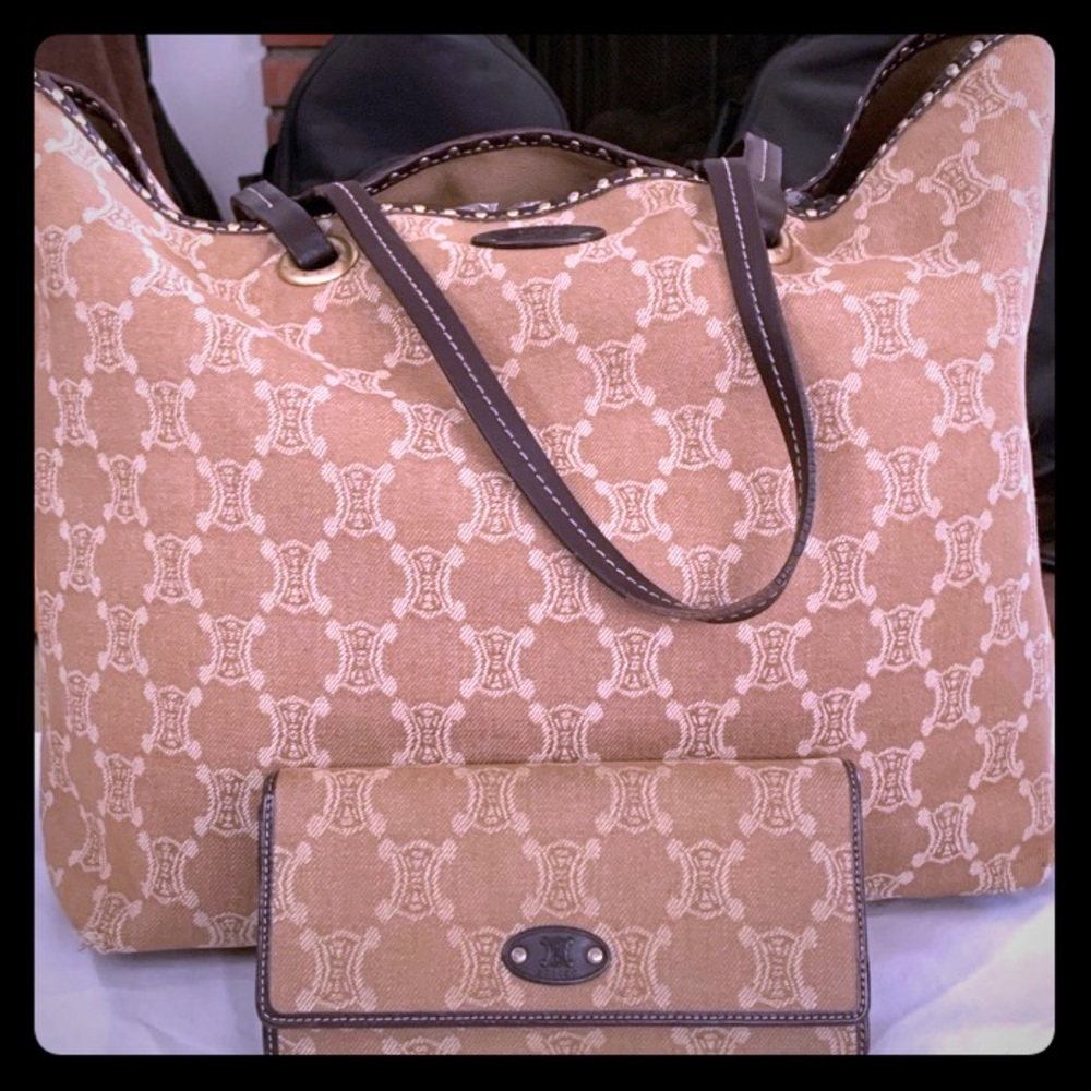 Canvas tote & wallet Celine macadam